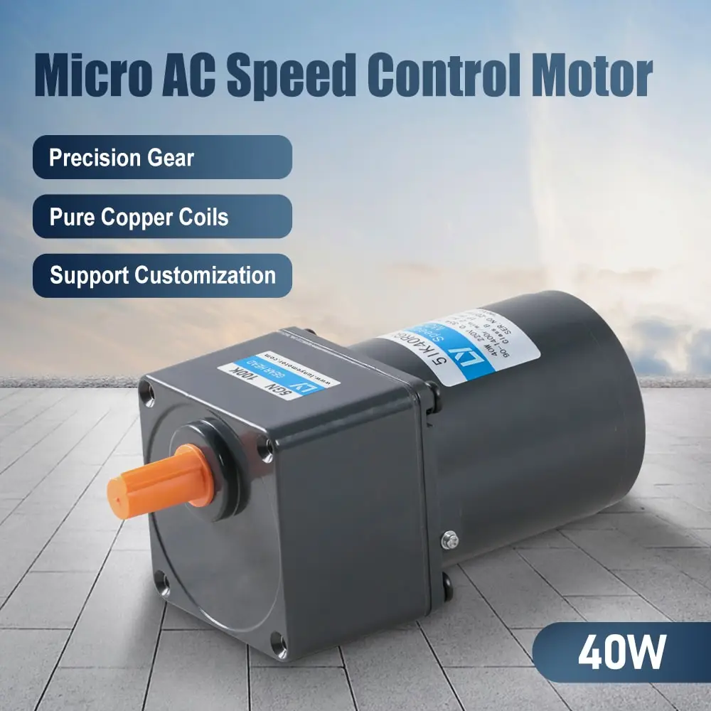40W AC Gear Motor, Single Phase, w/ Speed Controller